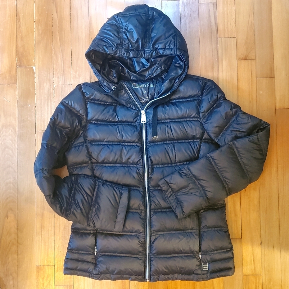 Calvin Klein Down Hooded Puffer Jacket Black Med M